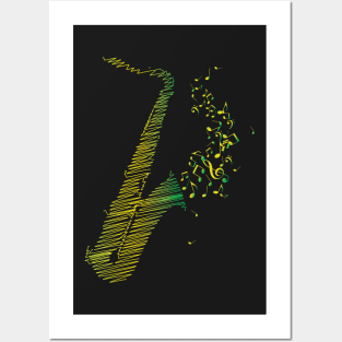 Creative Saxophone Art - Green Mix Posters and Art